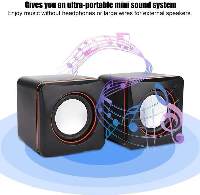 Alt view image 2 of 7 - Computer Speakers Mini Cube USB Speaker Stereo 3.5mm Jack Wired Multimedia Speaker Computer Speaker For PC Monitor Desktop Laptop PC Computer Gaming Smartphones Tablets Projectors TVs(Dual Track)