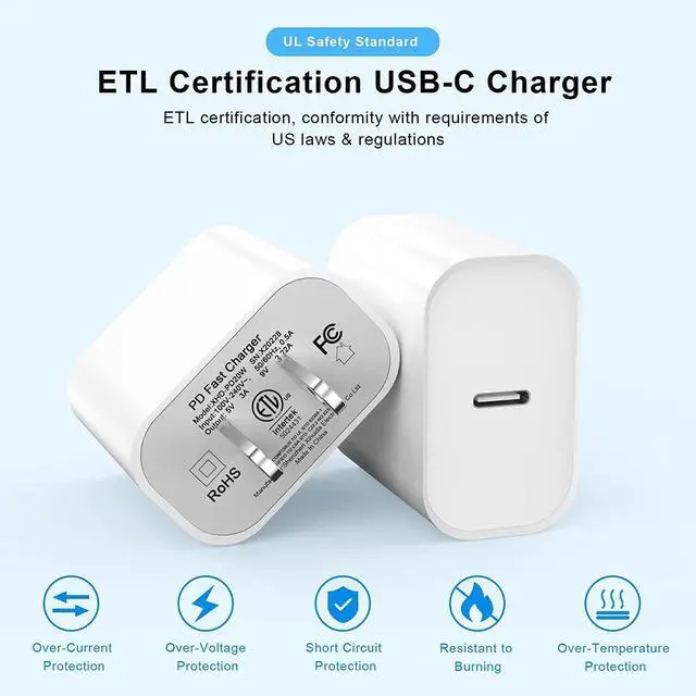 Alt view image 4 of 7 - [Apple MFi Certified] iPhone Charger Fast Charging 6FT Compatible for iPhone 14/13/12/11 Pro Max/Xs Max/XR/X 2Pack 20W Type C Fast Charger Block with 6FT USB C to Lightning Data Sync Charging Cable