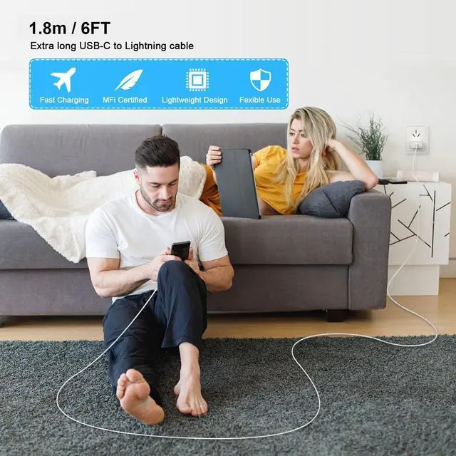 Alt view image 7 of 7 - [Apple MFi Certified] iPhone Charger Fast Charging 6FT Compatible for iPhone 14/13/12/11 Pro Max/Xs Max/XR/X 2Pack 20W Type C Fast Charger Block with 6FT USB C to Lightning Data Sync Charging Cable