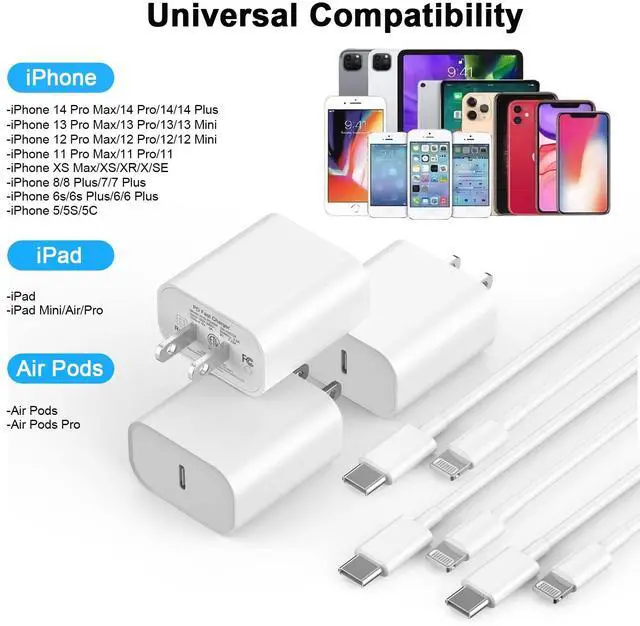Alt view image 5 of 7 - [Apple MFi Certified] iPhone Charger Fast Charging 6FT Compatible for iPhone 14/13/12/11 Pro Max/Xs Max/XR/X 2Pack 20W Type C Fast Charger Block with 6FT USB C to Lightning Data Sync Charging Cable
