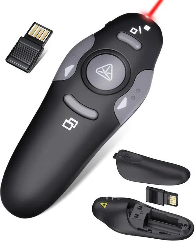 Main image of Wireless Presentation Clicker for PowerPoint Presentations, USB Dongle Presenter Remote with Laser Pointer Slide Clickers for Mac/Windows/Linux, Computer/Laptop, Google Slide/PPT/Keynote