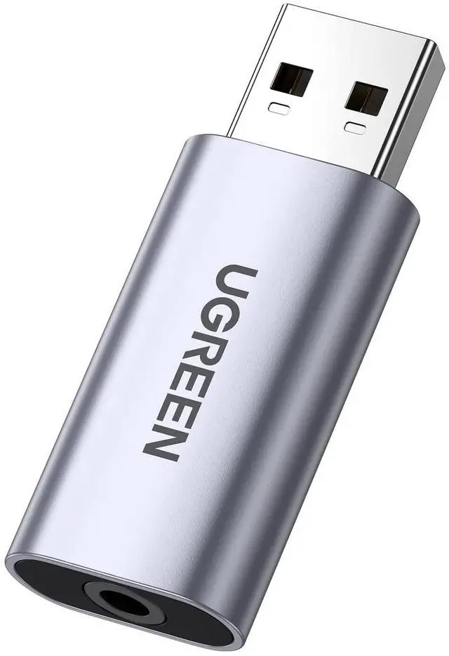 Main image of UGREEN USB to Audio Jack USB External Sound Card 3.5mm Audio Adapter 2 in 1 USB A to Aux TRRS Headphone Adapter Microphone Stereo Jack Aluminum Compatible with PS5 PC Windows Mac Linux Laptop Desktop