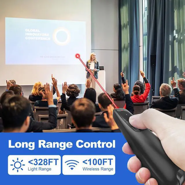Alt view image 4 of 7 - Presentation Clicker with Case Storage: Wireless Presenter Remote: Red Laser Pointer Computer Clickers, USB C PowerPoint PPT Clicker for Mac Laptop, Slideshow Google Slide Advancer