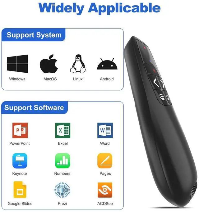 Alt view image 7 of 7 - Presentation Clicker with Case Storage: Wireless Presenter Remote: Red Laser Pointer Computer Clickers, USB C PowerPoint PPT Clicker for Mac Laptop, Slideshow Google Slide Advancer