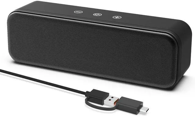 Main image of Computer Speakers for Desktop PC Laptop, Wired, USB Plug-in, External Speakers for Monitor, Small Computer Sound bar for PC, Loud Speaker with Deep Bass, Touch Control, Built-in USB-C to USB Adapter