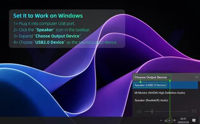 Alt view image 7 of 7 - Computer Speakers for Desktop PC Laptop, Wired, USB Plug-in, External Speakers for Monitor, Small Computer Sound bar for PC, Loud Speaker with Deep Bass, Touch Control, Built-in USB-C to USB Adapter