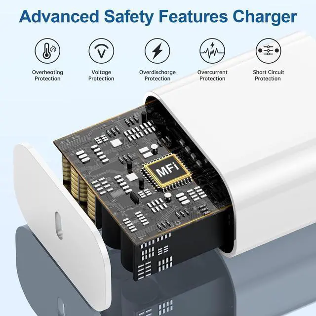 Alt view image 2 of 7 - iPhone 17 16 15 Charger and 10ft Type C to C Cable Cord Long, 20W USB C Fast Wall Charging Block Plug Power Adapter Cube Brick for Apple iPhone 17 Pro Max/17 Air/16 Pro/16 Plus/15/15 Mini/iPad/Samsung
