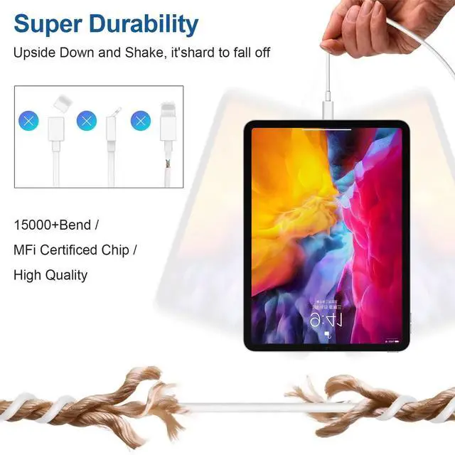 Alt view image 3 of 7 - iPhone 17 16 15 Charger and 10ft Type C to C Cable Cord Long, 20W USB C Fast Wall Charging Block Plug Power Adapter Cube Brick for Apple iPhone 17 Pro Max/17 Air/16 Pro/16 Plus/15/15 Mini/iPad/Samsung