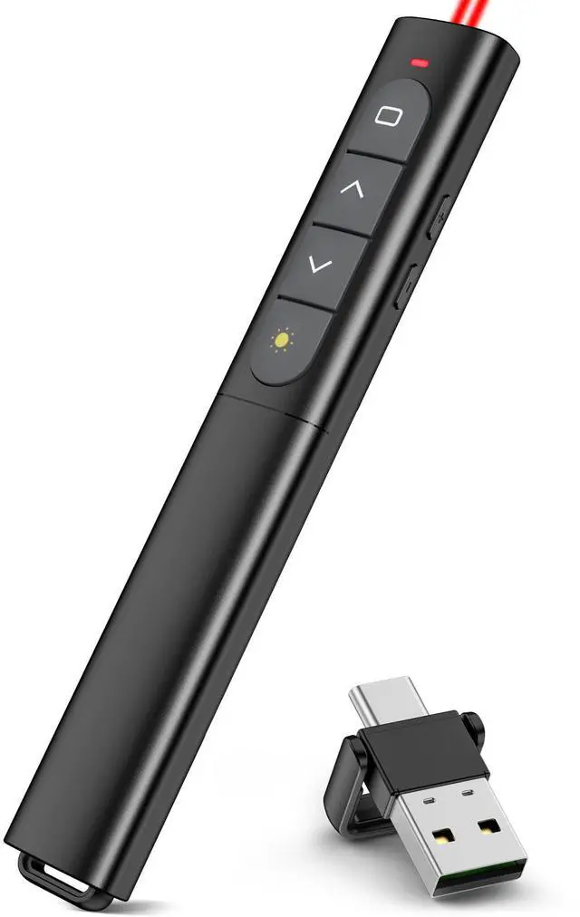 Main image of USB Type C Presentation Clicker with Red Light,Volume Control Wireless Presenter Remote Pointer for Powerpoint Presentations with Hyperlinks Open,Slide Clicker for Classroom MAC Computer Laptop