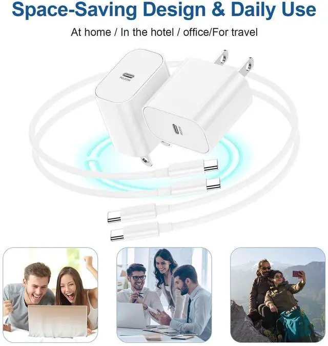Alt view image 6 of 7 - iPhone 17 16 15 Charger and 10ft Type C to C Cable Cord Long, 20W USB C Fast Wall Charging Block Plug Power Adapter Cube Brick for Apple iPhone 17 Pro Max/17 Air/16 Pro/16 Plus/15/15 Mini/iPad/Samsung