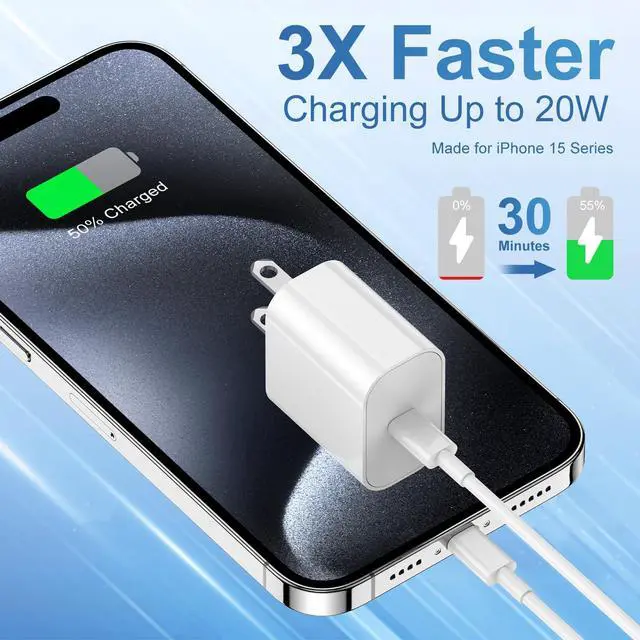 Alt view image 2 of 7 - iPhone 17 16 15 Fast Charger Block and 10ft USB C to C Cable Cord Long for Apple iPhone 17 Pro Max/17 Air/16 Pro Max/16/15 Plus/15/iPad Mini/Samsung,Type C Wall Charging Power Adapter Plug Cube Brick