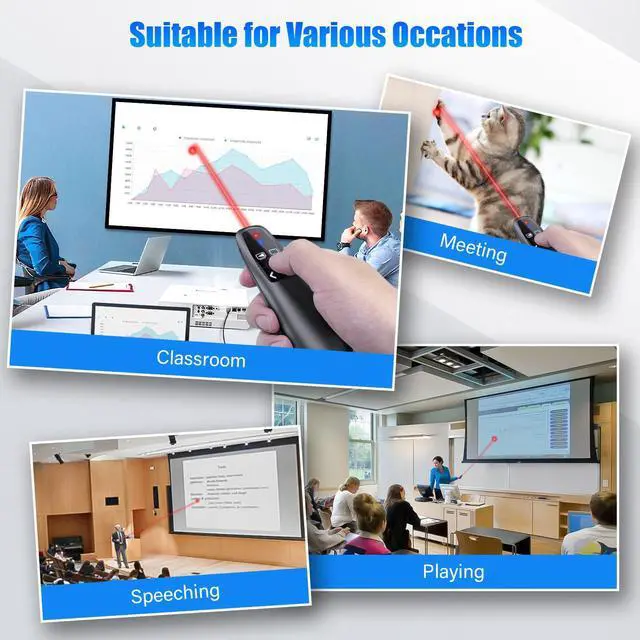 Alt view image 6 of 7 - 2-in-1 USB Type C Presentation Clicker, Clicker for PowerPoint Presentations, Rechargeable Wireless Presenter Remote, Pointer RF 2.4GHz USB PowerPoint Clicker Slide Advancer with Volume Control