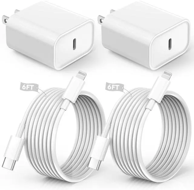 Main image of SOEWIOU Charger Fast Charging,iPhone Fast Charger 2Pack Type C Fast Charger Block Plug Adapter 6FT USB-C to Lightning Cable Cord for iPhone14/13/13 Pro/12 Pro/12 Pro Max/11/Xs Max/XR/X/SE,iPad,AirPods