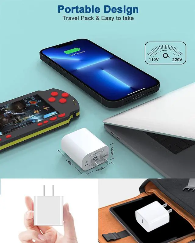 Alt view image 7 of 7 - SOEWIOU Charger Fast Charging,iPhone Fast Charger 2Pack Type C Fast Charger Block Plug Adapter 6FT USB-C to Lightning Cable Cord for iPhone14/13/13 Pro/12 Pro/12 Pro Max/11/Xs Max/XR/X/SE,iPad,AirPods