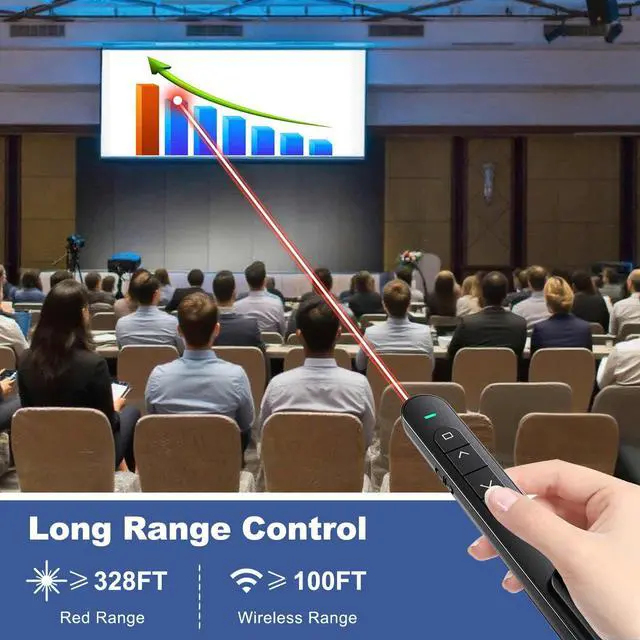 Alt view image 5 of 6 - QUI Presentation Clicker for PowerPoint, RF 2.4GHz USB Wireless Presenter Remote with Volume Control, PowerPoint Clicker Slide Advancer for Mac, Windows, Laptop, Keynote