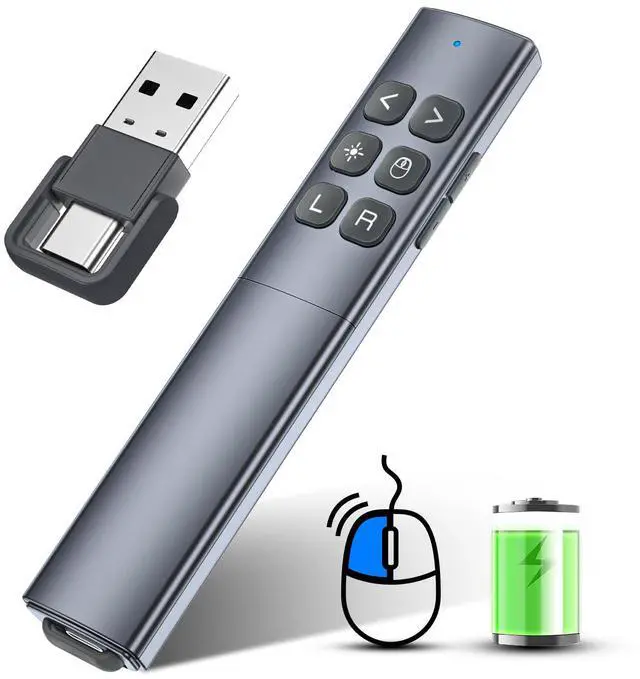 Main image of Presentation Clicker with Air Mouse - USB C Wireless Presenter Remote Clicker with Pointer, RF 2.4GHz PowerPoint Clicker for Presentation, Computer Pointer Clicker Slide Advancer for Mac,Laptop