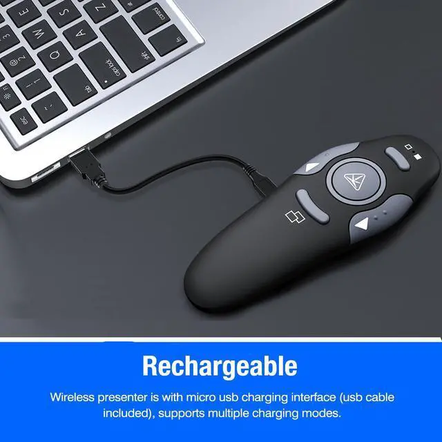 Alt view image 2 of 5 - DinoFire Presentation Remote, RF 2.4GZ Rechargeable USB Slide Clicker for Powerpoint Presentation Presenter for Laptop/Computer/MAC