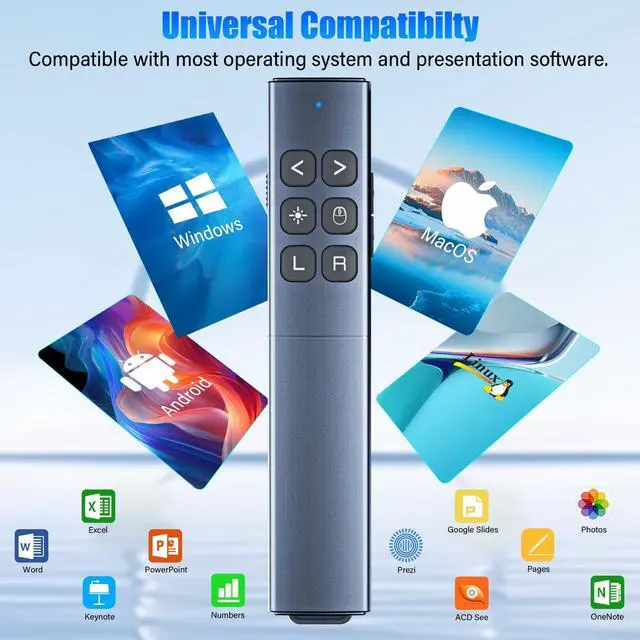 Alt view image 6 of 7 - Presentation Clicker with Air Mouse - USB C Wireless Presenter Remote Clicker with Pointer, RF 2.4GHz PowerPoint Clicker for Presentation, Computer Pointer Clicker Slide Advancer for Mac,Laptop