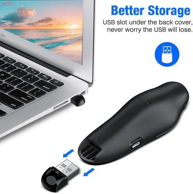 Alt view image 4 of 5 - DinoFire Presentation Remote, RF 2.4GZ Rechargeable USB Slide Clicker for Powerpoint Presentation Presenter for Laptop/Computer/MAC