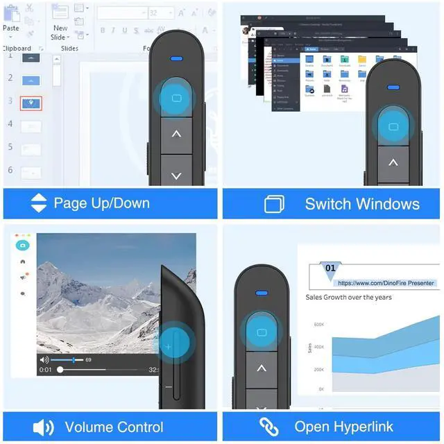 Alt view image 3 of 7 - DINOSTRIKE Presentation Clicker with Case, USB C Wireless Presenter Remote Powerpoint Clicker with Carry case Storage