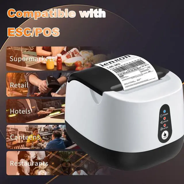 Alt view image 2 of 7 - ienRon Thermal Receipt Printer, 58mm Max-Width POS Printer with High-Speed Printing and Advanced Thermal Technology, Support ESC/POS Window Linux Operating System Printing