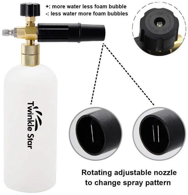 Alt view image 2 of 7 - Twinkle Star Short Pressure Washer Gun with Foam Cannon, High Pressure Car Wash Foam Gun with 1/4 Inch Quick Connector, 5 Pressure Washer Nozzle Tip, 1 Liter