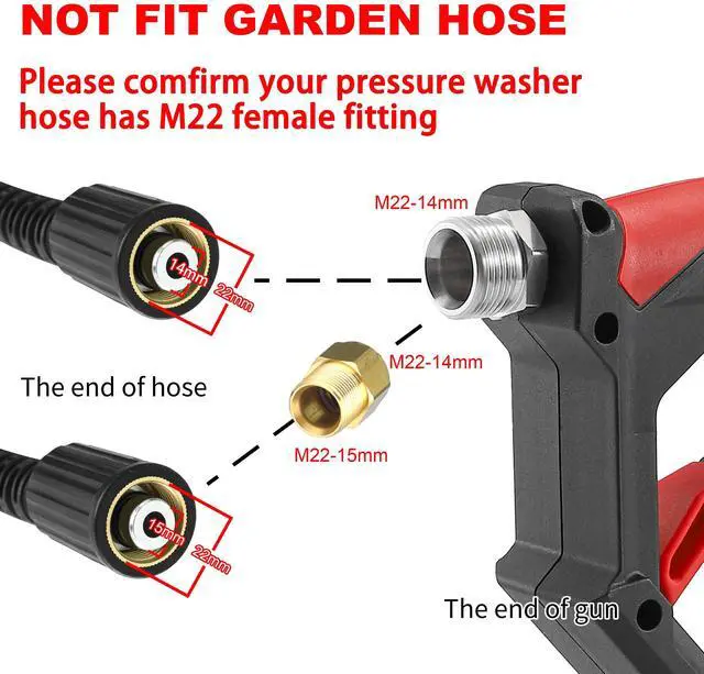 Alt view image 3 of 7 - Tool Daily Short Pressure Washer Gun with Foam Cannon, 1/4 Inch Quick Connector, with 5 Pressure Washer Nozzle Tips, 1 Liter