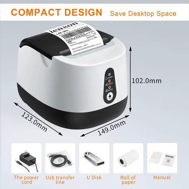 Alt view image 6 of 7 - ienRon Thermal Receipt Printer, 58mm Max-Width POS Printer with High-Speed Printing and Advanced Thermal Technology, Support ESC/POS Window Linux Operating System Printing