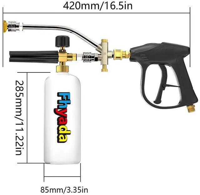 Alt view image 2 of 7 - Foam Cannon, Well Constructed High-Pressure Cleaning, Foam Cannon Dual Connector Car Wash Kit, with 5 Pointed Nozzles and 1/4 Inch Quick Connector, Car Wash Soap Sprayer Apply to Car Detailing.