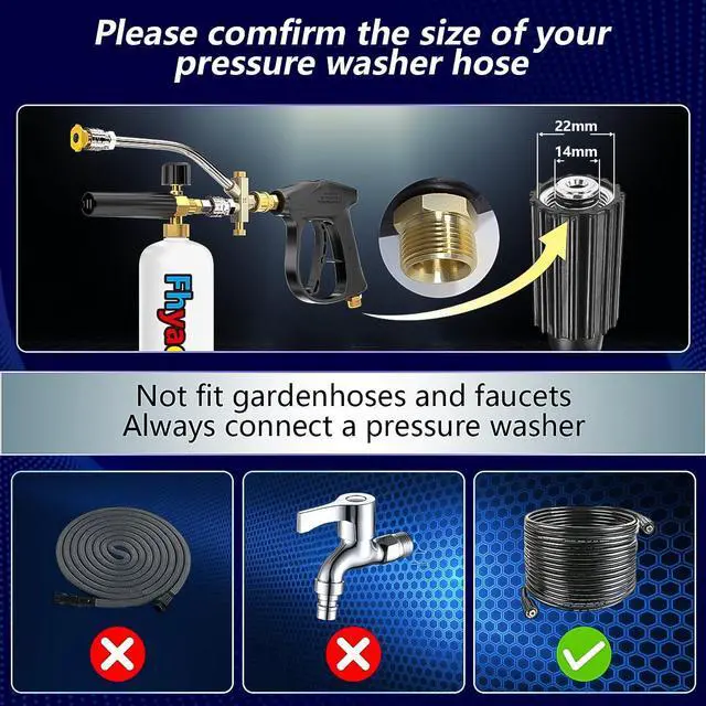 Alt view image 3 of 7 - Foam Cannon, Well Constructed High-Pressure Cleaning, Foam Cannon Dual Connector Car Wash Kit, with 5 Pointed Nozzles and 1/4 Inch Quick Connector, Car Wash Soap Sprayer Apply to Car Detailing.