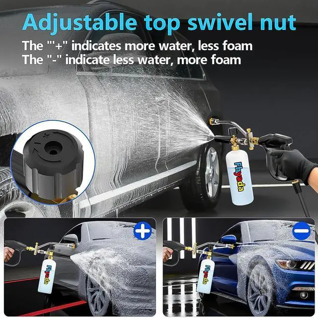 Alt view image 4 of 7 - Foam Cannon, Well Constructed High-Pressure Cleaning, Foam Cannon Dual Connector Car Wash Kit, with 5 Pointed Nozzles and 1/4 Inch Quick Connector, Car Wash Soap Sprayer Apply to Car Detailing.