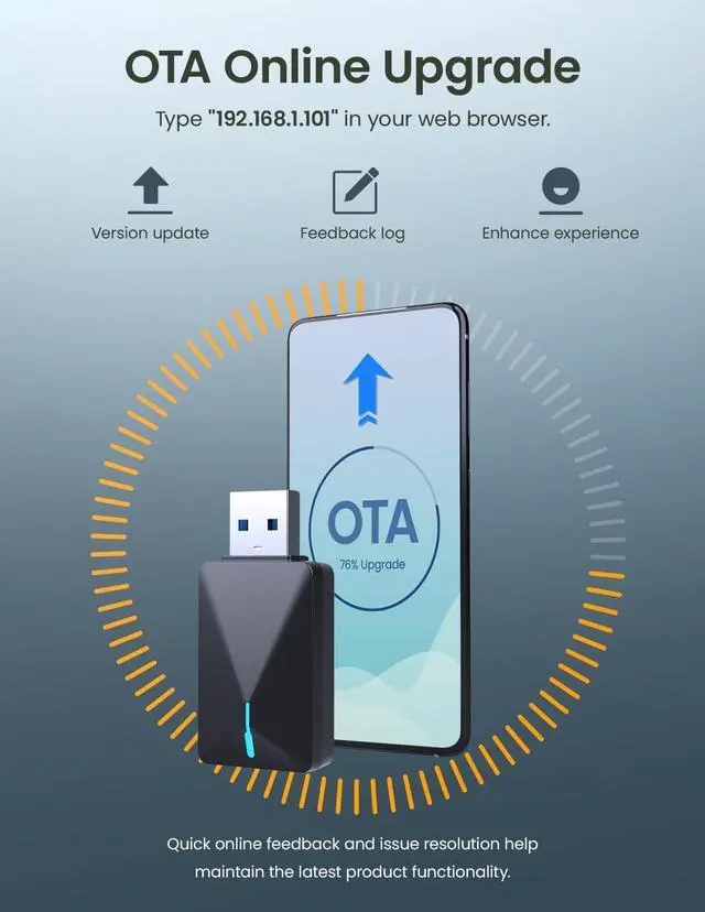 Alt view image 7 of 7 - Pop'sDone Wireless CarPlay Adapter, Convert Wired to Wireless CarPlay 0 Delay, Plug & Play, WiFi 6 & Bluetooth 5.0, Compatible with iPhone/iOS 10+ & Android 11+, Supports OTA Updates