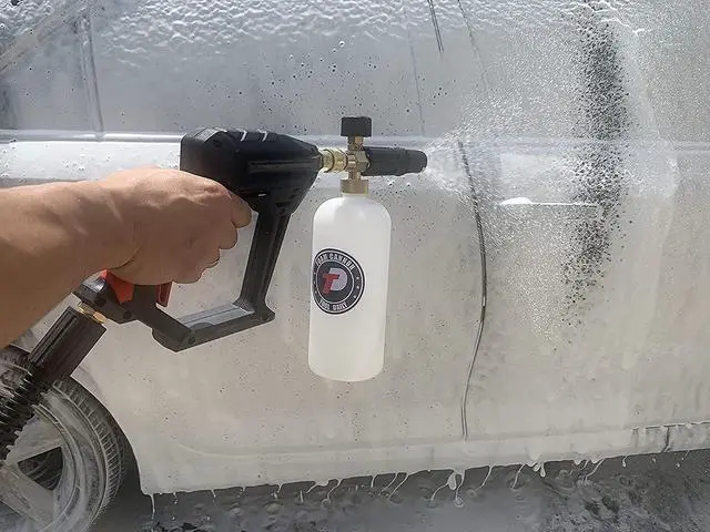Alt view image 6 of 7 - Tool Daily Short Pressure Washer Gun with Foam Cannon, 1/4 Inch Quick Connector, with 5 Pressure Washer Nozzle Tips, 1 Liter