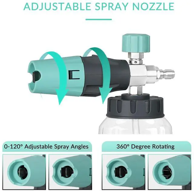 Alt view image 4 of 7 - Sooprinse Short Pressure Washer Gun with Foam Cannon, High Pressure Washer Gun Snow Foam Lance with 1/4 Inch Quick Connector, 5 Nozzle Tips with Car Wash Mitt, 3000 PSI, 1 Liter