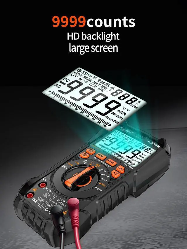 Alt view image 4 of 7 - Aicevoos Multimeter Digital Multimeter, 9999 Counts DC AC Voltmeter and Ohm Volt Amp Tester, Auto-Ranging Fast Accurately Measures Voltage Current (DC/AC Current)