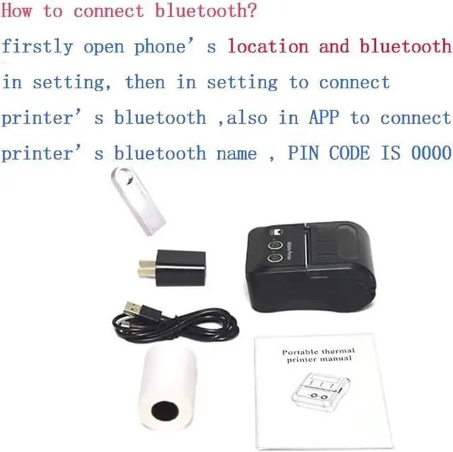 Alt view image 2 of 7 - GZGYNADAST is NOT Compatible with iPhone iOS/IPAD/MAC,ONLY FIT Android/Windows,Bluetooth Thermal Receipt Printer 58mm,Wireless Portable mini Pocket Invoice Bill Ticket pos Printer for Small Business