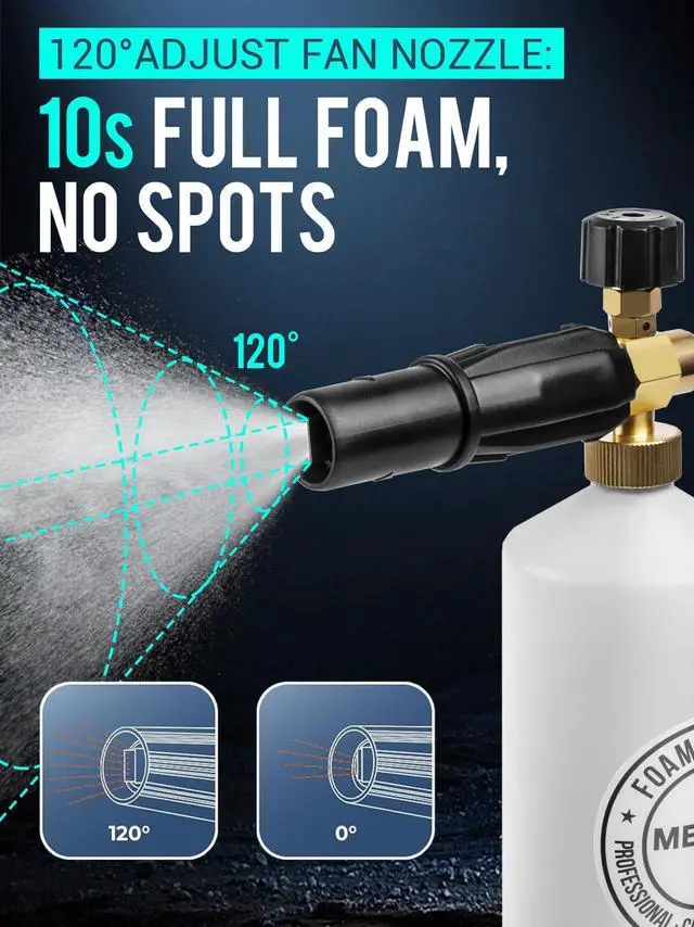 Alt view image 4 of 7 - MEKOH Foam Cannon for Pressure Washer, 4000psi Car Wash Foam Gun, 1 Liter Foam Sprayer, Pressure Washer Soap Attachment with 1/4" Quick Connector, Snow Soap Blaster with 5 Nozzles for Car Detailing