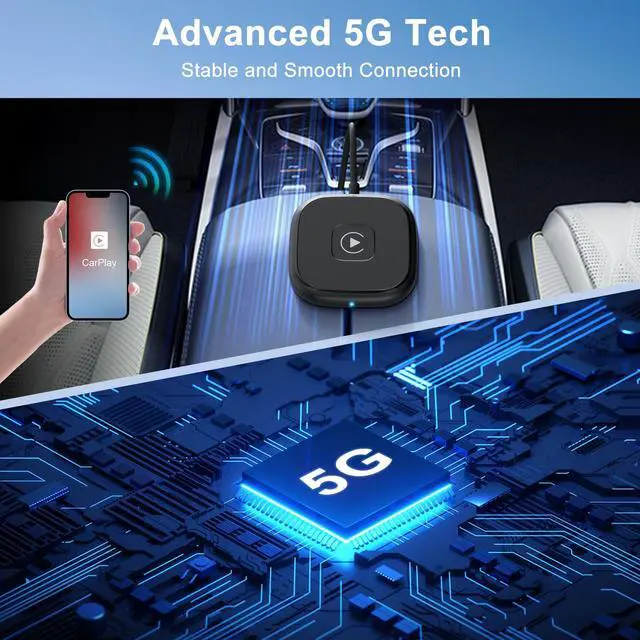 Alt view image 4 of 7 - Wireless CarPlay Adapter for Apple iPhone, Converts Wired to Wireless CarPlay, Plug & Play, Stable Connection, No Delay, Compatible with Cars from 2017 & iPhone iOS 10+(Black)