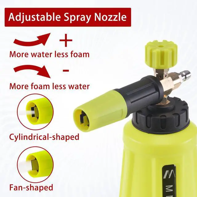 Alt view image 3 of 7 - M MINGLE High Pressure Washer Gun Snow Foam Lance, 4000 PSI Cannon Foam Blaster Power Washer with 1/4" Quick Connector, Car Wash Foam Cannon Kit with 5 Pressure Washer Nozzle Tips, 1 Liter