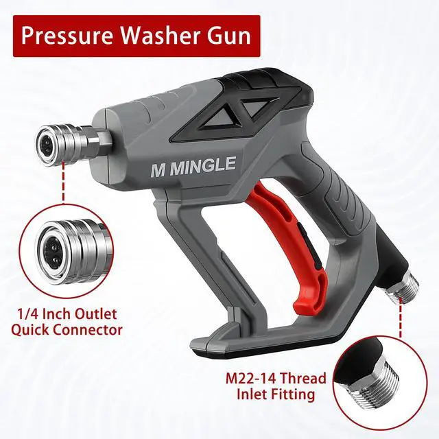 Alt view image 5 of 7 - M MINGLE High Pressure Washer Gun Snow Foam Lance, 4000 PSI Cannon Foam Blaster Power Washer with 1/4" Quick Connector, Car Wash Foam Cannon Kit with 5 Pressure Washer Nozzle Tips, 1 Liter