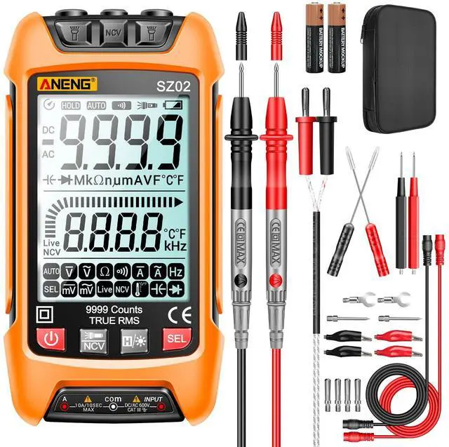 Main image of Digital Multimeter Smart Testers TRMS 9999 Counts Anti-Burning Ohm Amp Volt Meter Measures NCV,AC/DC Current/Voltage,Resistance,Continuity,Capacitance,diodes,Auto-ranging Electrical Tools