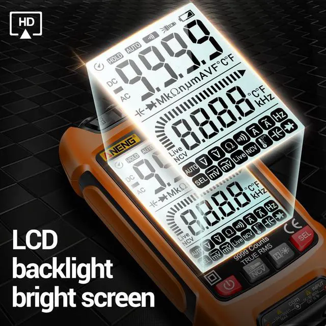Alt view image 4 of 7 - Digital Multimeter Smart Testers TRMS 9999 Counts Anti-Burning Ohm Amp Volt Meter Measures NCV,AC/DC Current/Voltage,Resistance,Continuity,Capacitance,diodes,Auto-ranging Electrical Tools