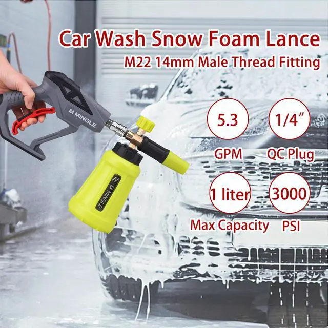 Alt view image 6 of 7 - M MINGLE High Pressure Washer Gun Snow Foam Lance, 4000 PSI Cannon Foam Blaster Power Washer with 1/4" Quick Connector, Car Wash Foam Cannon Kit with 5 Pressure Washer Nozzle Tips, 1 Liter