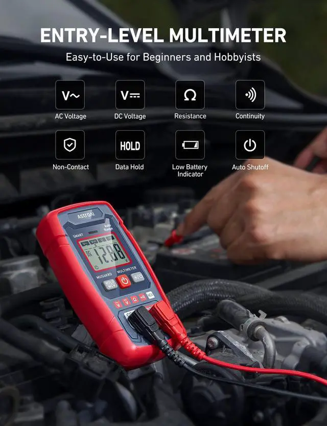 Alt view image 2 of 7 - AstroAI Multimeter Tester 4000 Counts, Smart Measuring Mode, Auto-Ranging Digital Volt Meter, Fast Accurately Measures AC/DC Voltage, Resistance, Continuity, Supports a Non-Contact Voltage Function