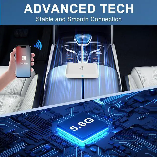 Alt view image 7 of 7 - Uniytriox Wireless CarPlay Adapter for iPhone, CarPlay Wireless Adapter Convert Factory Wired CarPlay to Wireless CarPlay for Audi/VW/Skoda/Hyundai/Volvo/Renault, Supports iOS 13+, 5Ghz WiFi