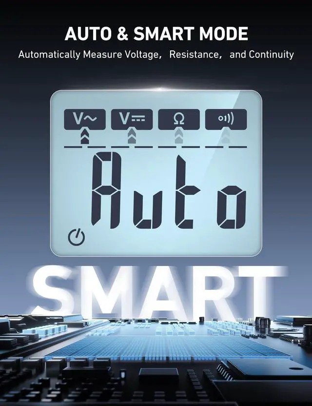 Alt view image 3 of 7 - AstroAI Multimeter Tester 4000 Counts, Smart Measuring Mode, Auto-Ranging Digital Volt Meter, Fast Accurately Measures AC/DC Voltage, Resistance, Continuity, Supports a Non-Contact Voltage Function