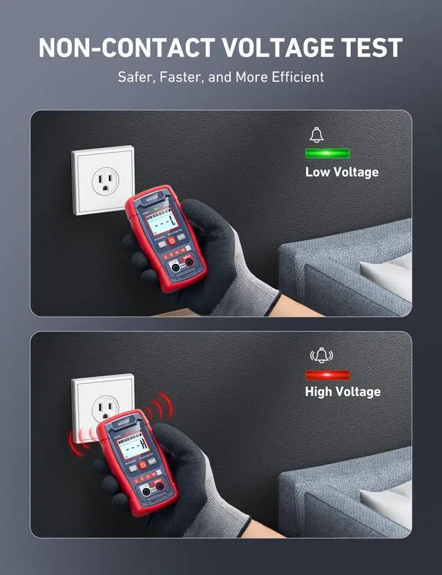 Alt view image 4 of 7 - AstroAI Multimeter Tester 4000 Counts, Smart Measuring Mode, Auto-Ranging Digital Volt Meter, Fast Accurately Measures AC/DC Voltage, Resistance, Continuity, Supports a Non-Contact Voltage Function