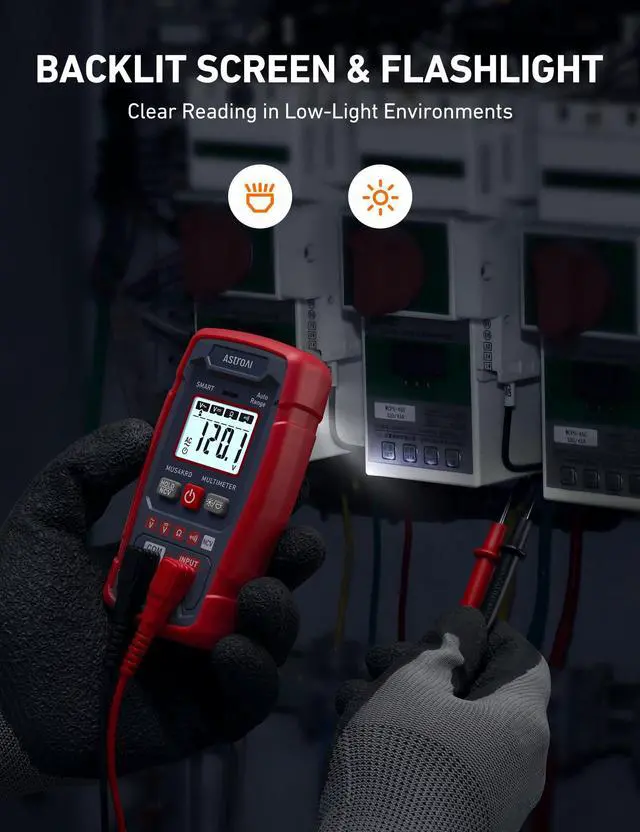 Alt view image 5 of 7 - AstroAI Multimeter Tester 4000 Counts, Smart Measuring Mode, Auto-Ranging Digital Volt Meter, Fast Accurately Measures AC/DC Voltage, Resistance, Continuity, Supports a Non-Contact Voltage Function