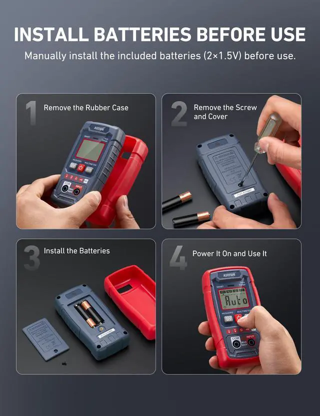 Alt view image 6 of 7 - AstroAI Multimeter Tester 4000 Counts, Smart Measuring Mode, Auto-Ranging Digital Volt Meter, Fast Accurately Measures AC/DC Voltage, Resistance, Continuity, Supports a Non-Contact Voltage Function