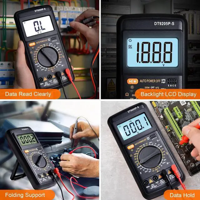 Alt view image 6 of 7 - Digital Multimeter Tester, Multimeter Tester Pocket Voltmeter, Multi Tester Digital, Electric Tester with Backlight LCD Data Hold, Voltage Tester Power Continuity Tester with AC/DC Ohm Volt Amp Diode